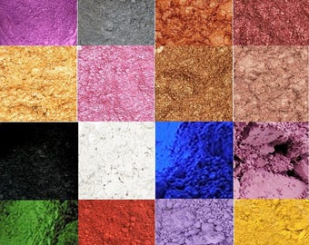 Mica Powders, Mica Pigment, Iron Oxide, Sample Set Soap Colors, Pearlized Mica, Blue, Brown, Green, Metallic, Pink, Purple, Red, Yellow