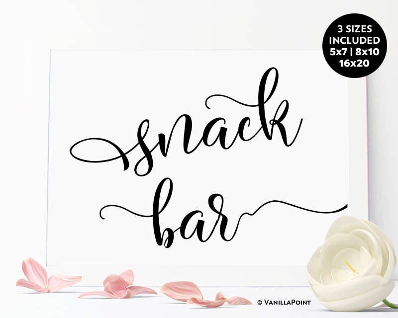Snack Bar Sign Wedding Snack Sign Snacks Rustic Wedding