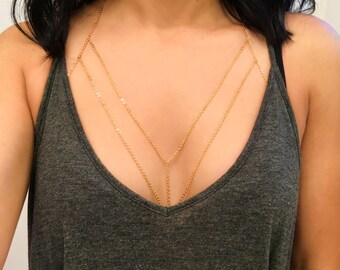 Double Layer Chain Bralette (Gold or Silver) Body Chain, Chain Bra, Body Harness, Body Jewelry, Necklace Bra, Bra Chain