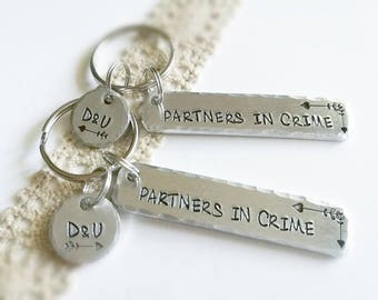 Partners in crime keychain, Sister keyring, Gift for best friend, Step sister present, keyring, Personalized BFF gift, gift, Valentines