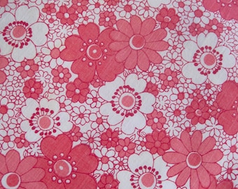 Vintage Sheet Fabric, Floral Vintage Sheet, Sheet Fabric, Reclaimed Fabric, Pink And White Flower Print, Patchwork Fabric, Old Sheet Fabric