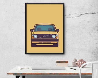 Volvo 240 Car Poster Art Print