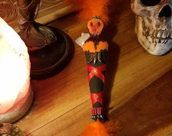 Voodoo doll-Apparition-smudge fan-alter tool-alter doll-witch-occult magical-witchcraft decor-handmade-gift-keepsake.