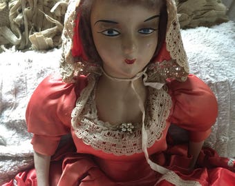 Vintage Boudoir Bed Doll Silk Dress
