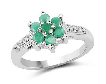 0.46 Carat Genuine Emerald .925 Sterling Silver Ring