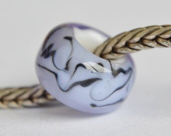 Lavender Handmade Lampwork Glass European Charm Bead - SRA - Fits all charm bracelets - Silver Core Options