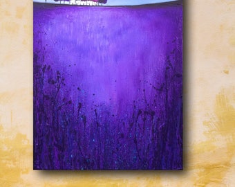 Terrace on purple , Original textured Acrylic landscape by Jane Palmer