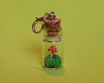 tiny toadstool - bottle charm
