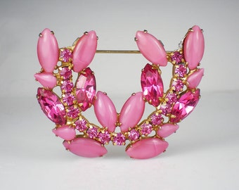 Rhinestone Brooch, Vintage Jewelry, Brooch Pin For Her, Brooch Pin, Gift For Mom, Pink Brooch, Rhinestone Jewelry, Pink Rhinestone Pin