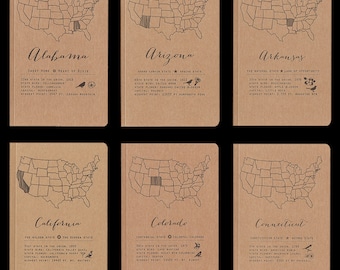 US States (A–N) letterpress state notebook