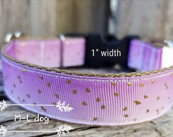 Purple/Pink Ombre with gold speckles - dog collar