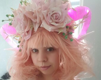 Luminous demon horns headpiece in pink