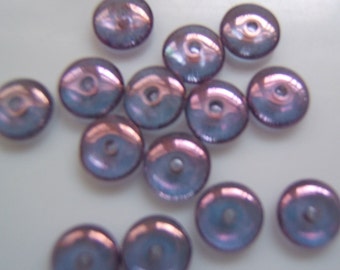 25 - Rose Luster Smooth Shiny Czech Glass Rondelles