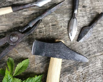 Blacksmith hammer, Viking hammer inspired by Mästermyr finds, Early medieval hammer with welded steel face