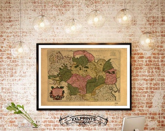 Antique map of Tartary, northern and central Asia, 1706, large map, fine reproduction, oversize map print, fine art print, antique decor