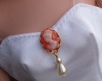 Cameo & Teardrop Brooch Pin Doll Jewelry for 1/6th Scale 11 1/2" Fashion Dolls Petite Slimline 16" MTO