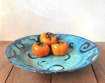 Ceramic Bowl, Ceramic Serving Dish, Turquoise Bowl, Large Bowl, Gift for Newlyweds, Pottery Serving Bowl, Pottery Bowl, Fruit Bowl