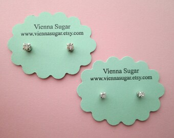 3 or 4 mm Clear Crystal Rhinestone Magnetic Earrings or Hypoallergenic Plastic Post Studs