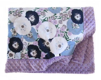 Lavender and Bluebell Baby Blanket - Minky Baby Blanket - Stroller Blanket - Nursery Blanket - 30.5" x 40" Baby Blanket