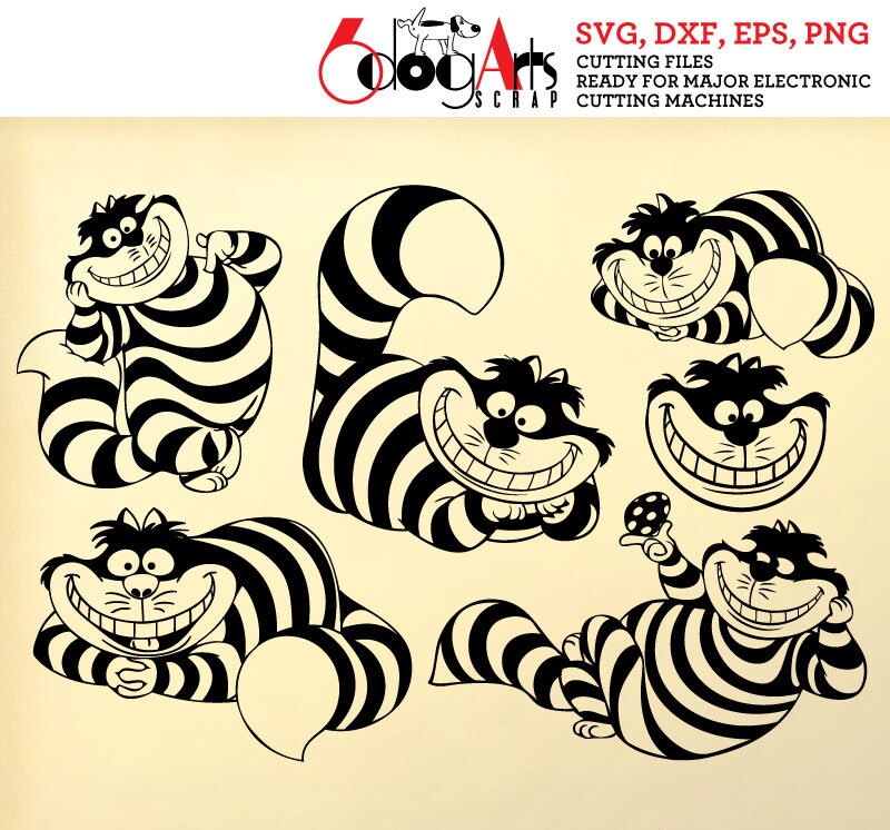 Download Alice Cheshire Cat Digital Cut Files Svg Dfx Eps Png