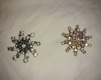 Two Rhinestone Vintage Brooches