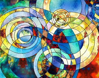 Stained Glass Abstract Mosaic Science Postcard Poster Art Print Q33