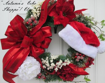CHRISTMAS DECOR WREATH~Floral Christmas Decor Wreath~Faux Evergreen Wreath ~ Luxury Holiday Door Wreath~Seasonal Door Decor~Holiday Wreath ~