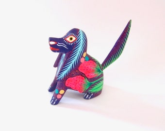 Patient Purple Pup with Strawberry Decor