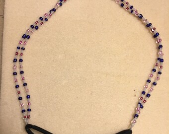 Beaded Pink and Blue Headband