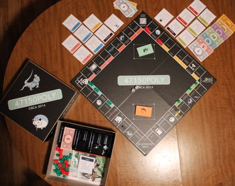Custom Monopoly Board Game Bundle (with custom box and custom pieces)