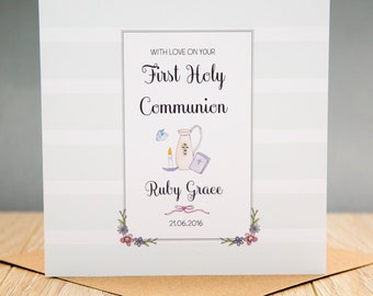 Personalised First Holy Communion Card - Personalised Communion Card - Holy Communion Card
