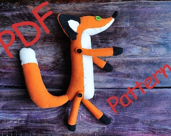 Little Prince Fox stuff fox toy plush Pdf sewing PATTERN Le Petit Prince Fox Stuffed Animal Orange Fox plush toy pattern FREE SHIPPING \