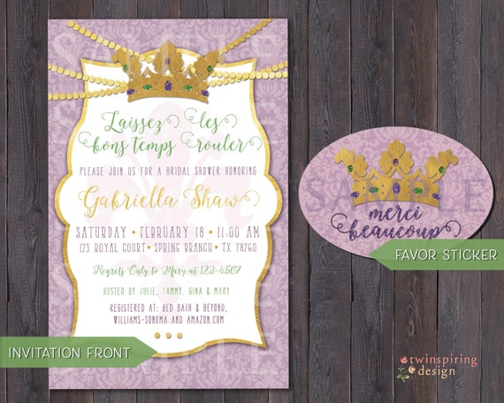 mardi gras themed bridal shower