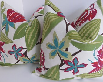 Fushia Green Aqua Pillow Covers- Fushia Pillow Covers- Pillows- Decorative Pillows- Aqua Pillows- Teal Pillows- Accent Pillows