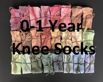 HAND DYED baby knee high socks in a range of beautuiful colours with frilly tops! 0-1 year