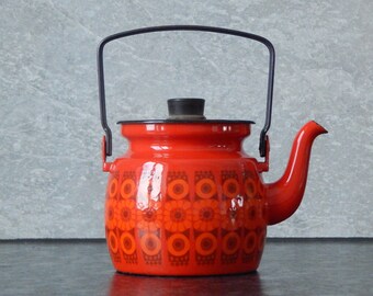 Vintage Scandinavian kehrä kettle Finel Arabia Kehrä Daisy Kettle Kaj Franck Enamel Pot 60 s