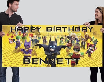 Customized Happy Birthday Vinyl Banner - Lego Batman 3