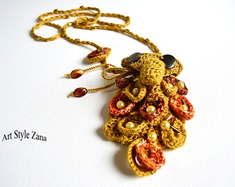 Medicine Bag Pouch Necklace, Medicine Bag Crystals, Small Crochet Pouch, Amulet Bag, Talisman Necklace, Medicine Gold Crystal Holder
