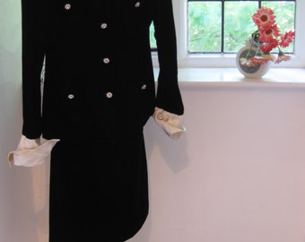 Chanel Boutique Vintage Black Velour Skirt Suit