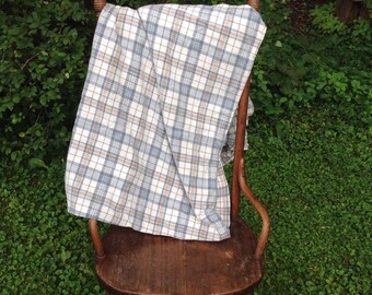 Vintage Linen Ticking Blue Beige Bedcover Duvet