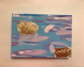 Gold Leaf multi color painting | 5 x 7