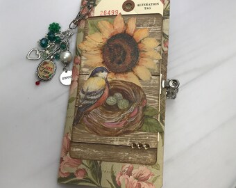 Sunflower Journal / Travelers Notebook Junk Journal Insert / Happy Spring Junk Journal / Prayer Journal /Handmade Journal / OOAK Journal