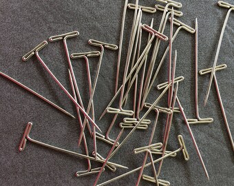 Blocking Pins, T-Pins, Package of 30 Stainless Steel Coated Blocking T-Pins, Hand Knitting Blocking and Finishing, Straight Pins, No Rust,
