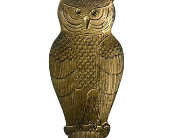 Mid Century Brass Owl Trinket Tray Wall Accent