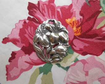 Silver Plated Pin Brooch Pendant Easter Lily Vintage Roman Catholic Religious Jewelry St. Anthony Holding Baby Jesus
