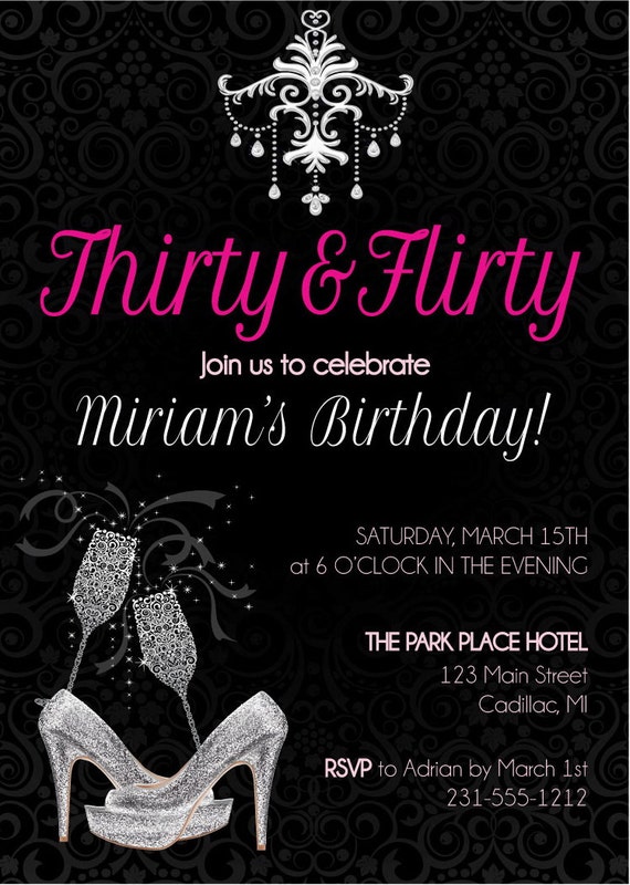 Thirty And Flirty Adult Birthday Invitation Adult Birthday
