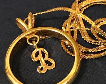 Men's 14K Vintage Gold Wedding ring, Size 9, made into a necklace