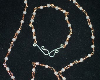Celtic Rose Quartz Knot Necklace & Bracelet Set