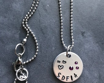 Personalized name necklace Swarovski crystal jewelry Sofia with hearts