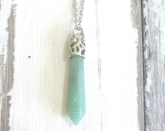 Green Aventurine Crystal Necklace, Healing Crystal, Gemstone Necklace, Pendant Necklace, Stone Necklace, Stone Jewelry, Great Gifts
